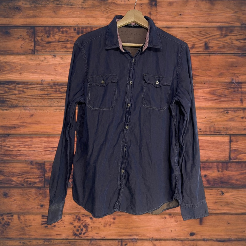 5 for $25🔥J.Lindeberg Umen Fitted‎ Navy Men's Cotton Shirt Medium